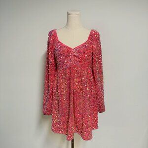 Ivy City Co Pink Sequin Mini Dress